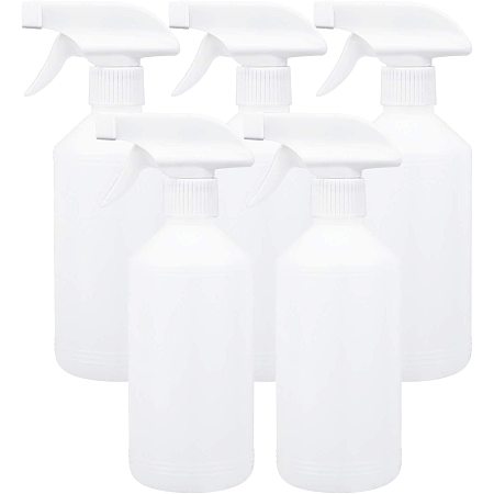 BENECREAT 5 Pack 17oz Empty Plastic Spray Bottles Refillable White Containers with Trigger Sprayers for Cleaning Liquid Gardening Plant Hair Salon