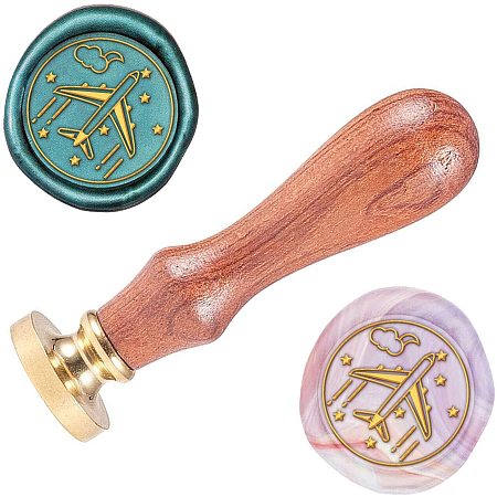 ARRICRAFT Wax Seal Stamp Aircraft Stamp 0.98inch Vintage Wax Stamp with Replacement Brass Head Wood Handle Sealing Wax for Wedding Invitation Envelope Decoration Bridal Shower