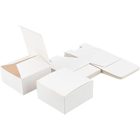 NBEADS 15 Pcs 10x10x5cm Fold Paper Box, White Kraft Paper Gift Box Bridesmaids Proposal Box for Bridal Birthday Party Christmas