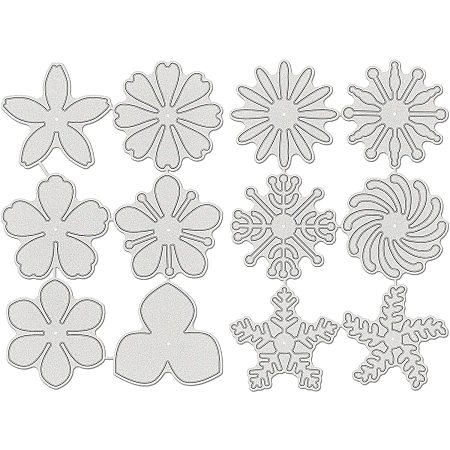 BENECREAT 2 Set Cutting Dies Floral Pattern Cut Metal Scrapbooking Stencils Nesting Die 12.2x8.1cm/4.8x3.2