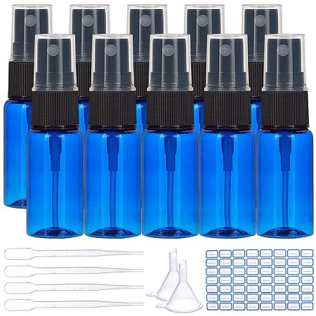 BENECREAT 24pcs 15ml Coalt Blue Plastic Spray Bottle Small Fine Mist Spray Bottle for Liquid Essential Oil Perfume