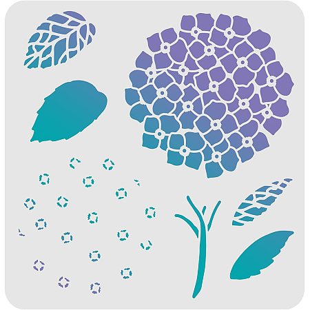 FINGERINSPIRE Hydrangea Drawing Painting Stencils Template 11.8x11.8inch Plastic Stencils Decoration Reusable Stencils for Painting on Wood, Floor, Tile, Wall and Fabric