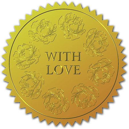 CRASPIRE 100pcs Gold Foil Certificate Seals with Love Embossed Gold Certificate Seals 2