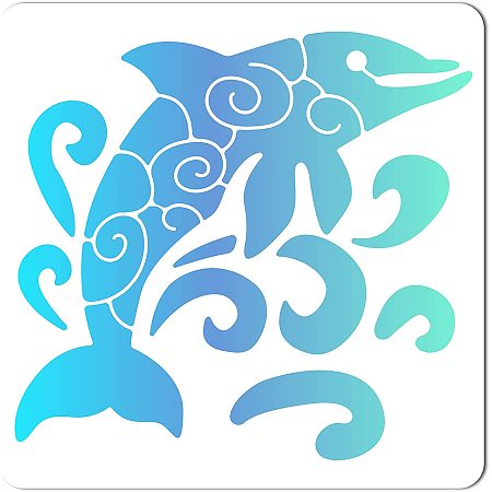 GORGECRAFT Dolphin Stencils 12x12 Inch Large Reusable Animal Stencil Sea Ocean Creatures Template Signs Home Wall Decor for Painting on Wood Wall Scrapbook Card Floor Canvas and Tile Drawing