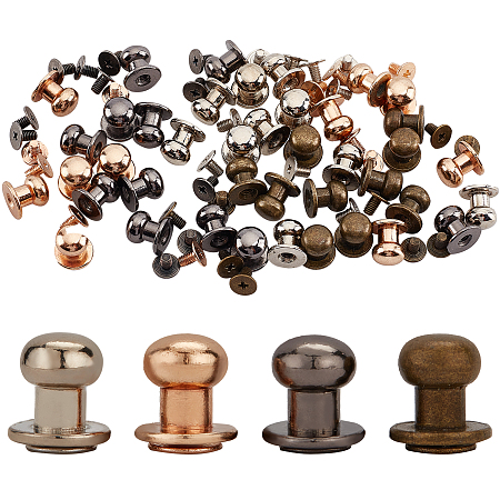 GORGECRAFT 40 Set 4 Colors 8mm Round Head Screw Button Studs Chicago Screw Rivets Post Fastener for Home DIY Leather Repairs Craft Luggage Jackets Wallet Handbag Decoration Hardware Accessories