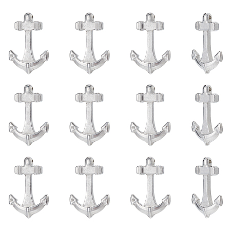 Unicraftale 12Pcs 304 Stainless Steel Hook Clasps, For Leather Cord Bracelets Making, Anchor, Stainless Steel Color, 26x17x5mm, Hole: 1mm