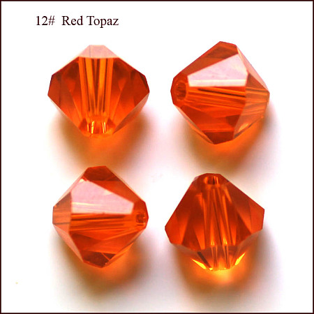 Honeyhandy Imitation Austrian Crystal Beads, Grade AAA, Faceted, Bicone, Orange Red, 10x9~10mm, Hole: 0.9~1.6mm