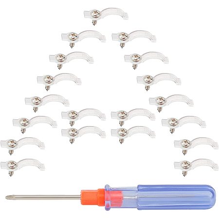 GORGECRAFT 120Pcs Light Strip Mounting Brackets Transparent LED Lights Plastic Clips Clear Fixing One Side Clip with Screws Screwdriver for COB Strip Home Construction Workers Man Supplies