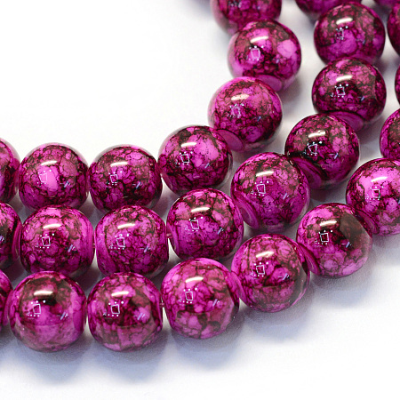 ARRICRAFT Baking Painted Glass Round Bead Strands, Medium Violet Red, 6.5mm, Hole: 1.5mm, about 145pcs/strand, 31.8 inches