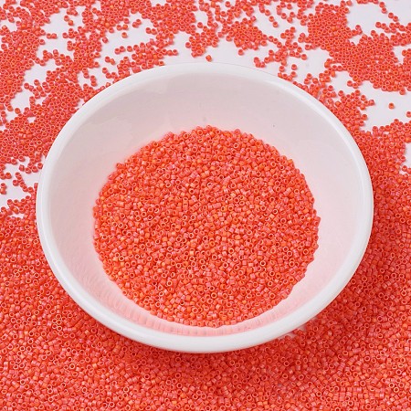 MIYUKI Delica Beads, Cylinder, Japanese Seed Beads, 11/0, (DB0872) Matte Opaque Orange AB, 1.3x1.6mm, Hole: 0.8mm; about 2000pcs/10g
