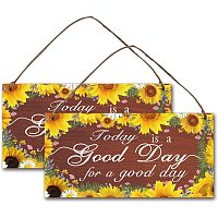 NBEADS 2 Sets Sunflowers Front Porch Door Farmhouse Wall Decor Sunflower Welcome Sign Sunflower Kitchen Decor Sunflower Front Porch Hanging Decoration for Home Living Room Decor, 11.81×5.91"