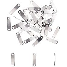 201 Stainless Steel Links, Rectangle, Stainless Steel Color, 38.5x10x1mm, Hole: 4x5mm, 40pcs/box