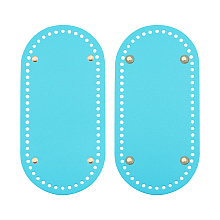 PANDAHALL ELITE PU Leather Oval Bag Bottom, for Knitting Bag, Women Bags Handmade DIY Accessories, Light Sky Blue, 252x122x9.5mm, Hole: 4.5mm