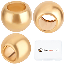 Beebeecraft 500Pcs/Box Round Crimp Beads 24K Gold Plated Stainless Steel Cord End Caps 2mm Loose Spacer Stoppers Beads for Earring Necklace