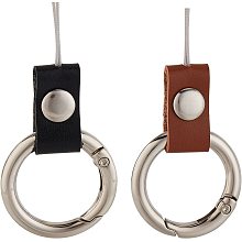 GORGECRAFT 2PCS Keyring with Strap Short Lanyard Black Cell Phone Finger Ring Phone Charms Grip Holders Finger Ring Strap Kickstand for Small Electronic Devices USB Flash Drive MP3 Player Keys ID Card