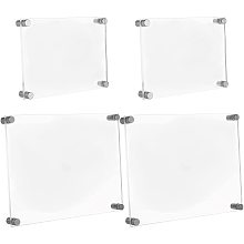 NBEADS 2 Sets Acrylic Wall Mount Floating Frameless Picture Frame, 2 Sizes Acrylic Picture Frame Clear Photo Frame with Triangle Connect and Screw for Office Home Living Room (7.2×5.2"/9.4×7.2")