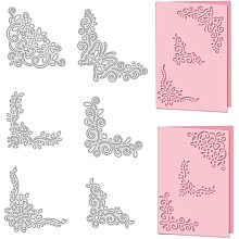 GLOBLELAND 6pcs Metal Lace Corner Cutting Dies Butterfly for DIY Scrapbooking Album Decorative Wedding Invitation Card Making