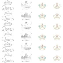 FINGERINSPIRE 24PCS 4 Style Crown Iron on Crystal Rhinestone Decals Glitter Hotfix Rhinestone Iron-on Transfers Crown Pattern Glitter Hotfix Sparkle Decals for DIY Cloth Dress Decor, 1~2.3 inch