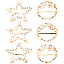 GORGECRAFT 6PCS Pearl Scarf Ring Waist Buckle Tie Silk Rings Clip T-Shirt Round Clothes Corner Knotted Button for Women Lady Decorative Accessories