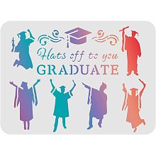 FINGERINSPIRE Hats Off to You Graduate Stencil Template, 11.6x8.3 Inch Reusable Graduate Stencil Painting Wall Stencils for Canvas Wood Wall Decor DIY Crafts Graduation Party