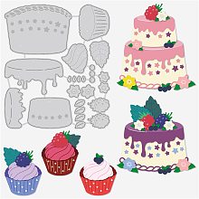 BENECREAT Birthday Berry Cake Metal Cutting Dies, 4x4.8" Cream Cupcakes Die Cuts Embossing Stencils for Card Scrapbooking DIY Craft Album Paper Card Decor, 0.8mm Thick