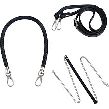 PandaHall Elite 3 Strands Purse Straps, 35-42 Inch Adjustable Leather Bag Handle, 23 Inch Leather Bag Strap with Alloy Lobster Claw Clasp, 47 Inch Leather Bag Handles with Iron Curb Chain