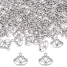 SUNNYCLUE Tibetan Style Alloy Pendants, Lotus, Antique Silver, 14x16x1.5mm, Hole: 1.5mm, 100pcs/box