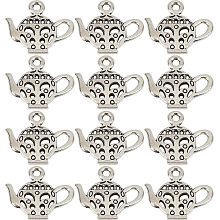 SUNNYCLUE 1 Box 80Pcs Teapot Charms Bulk Tea Kettle Charm Teapots Tibetan Style Antique Silver Alloy Charm Hollow Lifelike Miniature Charms for Jewelry Making Charms DIY Necklace Earrings Supplies