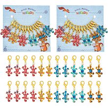 NBEADS 24 Pcs Gecko Stitch Markers, Enamel Crochet Stitch Marker Charms Removable Lobster Claw Clasps Locking Stitch Marker for Knitting Weaving Sewing Jewelry Making