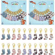 NBEADS 20 Pcs Cat Theme Stitch Markers, 5 Color Enamel Crochet Stitch Marker Removable Lobster Clasp Locking Stitch Marker for Knitting Weaving Sewing Needleworks Jewelry Making