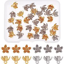 SUPERFINDINGS 32Pcs 2 Colors Brass Flower Charms 8x9mm Platinum Golden Flower Pendant Metal Floral Pendant Charms for Jewelry DIY Craft Making, Hole: 1.5mm