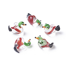 Honeyhandy Handmade Lampwork Pendants, Mandarin Duck, Colorful, 23~26x12~13x17~18mm, Hole: 2~4mm