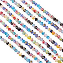 Pandahall Elite 10 Strands 4mm Millefiori Lampwork Glass Beads Round Spacer Bead for Jewelry Making (980pcs)