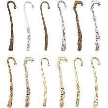 SUNNYCLUE 12Pcs Hook Bookmarks Findings Metal Bookmark Hairpin Stripe Hook Vintage Bookmark Clip for Crafting Jewelry Making Charms Findings Accessories, Mixed Color