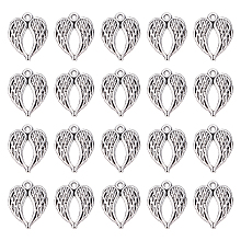 SUNNYCLUE 60Pcs Tibetan Style Alloy Pendants, Lead Free & Cadmium Free, Wing, Antique Silver, 21.5x17x2mm, Hole: 1.6mm