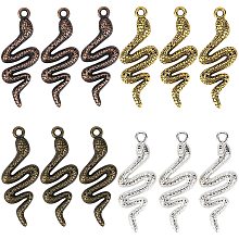 SUNNYCLUE 40Pcs 4 Colors Snake Alloy Pendants, Snake, Cadmium Free & Lead Free, Mixed Color, 39x15x2.5mm, Hole: 2mm, 40pcs/box