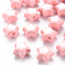 Honeyhandy Opaque Acrylic Beads, Pearlized, Star, Pink, 20.5x21x12.5mm, Hole: 3.5mm