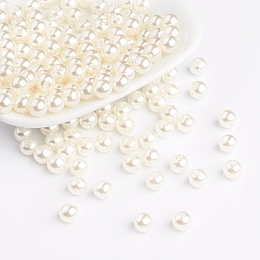 Honeyhandy Imitation Pearl Acrylic Beads, Round, White, 6mm, hole: about 1mm, about 4500pcs