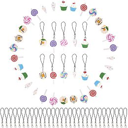 SUNNYCLUE Handmade Polymer Clay Pendants, with Resin Pendants and Cord Loop, Mixed Color, 30pcs/set