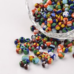 Honeyhandy 6/0 Opaque Colours Seep Glass Beads, Round Seed Beads, Mixed Color, 3.5~4x2.5~3mm, Hole: 0.5mm, about 610pcs/50g