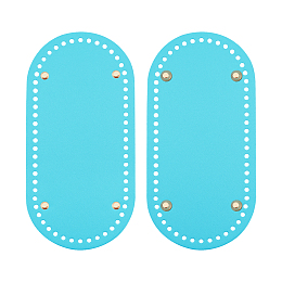 PANDAHALL ELITE PU Leather Oval Bag Bottom, for Knitting Bag, Women Bags Handmade DIY Accessories, Light Sky Blue, 252x122x9.5mm, Hole: 4.5mm