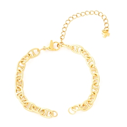 Honeyhandy Bracelet Makings, with Brass Mariner Link Chains, 304 Stainless Steel Lobster Claw Clasps & Open Jump Rings, Real 18K Gold Plated, 5-7/8 inch(15cm)