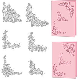 GLOBLELAND 6pcs Metal Lace Corner Cutting Dies Butterfly for DIY Scrapbooking Album Decorative Wedding Invitation Card Making