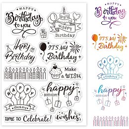 GLOBLELAND Birthday Themed Silicone Clear Stamps Transparent Stamps for Festival Birthday Valentine's Day Cards Making DIY Scrapbooking Photo Album Decoration Paper Craft