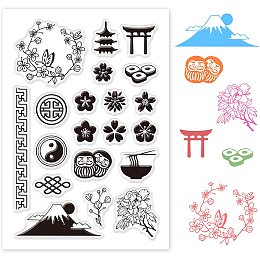 GLOBLELAND Oriental Theme Clear Stamps Transparent Silicone Stamp Seal for Card Making Decoration and DIY Scrapbooking