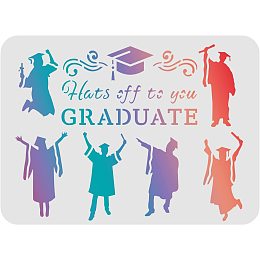 FINGERINSPIRE Hats Off to You Graduate Stencil Template, 11.6x8.3 Inch Reusable Graduate Stencil Painting Wall Stencils for Canvas Wood Wall Decor DIY Crafts Graduation Party