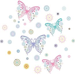 SUPERDANT Butterfly Wall Stickers Mandala Pattern Colorful Wall Stickers Vinyl Peel and Stick Wall Art Stickers Modern Living Room Office Bedroom Kitchen Wall Decorations