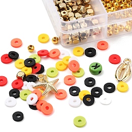 Arricraft DIY Jewelry Making Kits, Including Geometry Handmade Polymer Clay & Plastic & Acrylic Beads, Starfish & Shell Plastic Pendants and Elastic Crystal Thread, Mixed Color, Beads: 855~860pcs/set