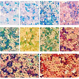 OLYCRAFT 3200pcs 10MM Loose Sequins Beads 3D Flower Shape Embroidery Spangles 10 Colors Plastic Paillette for Applique, Knitting, Arts, DIY Crafts 0.4 Inch