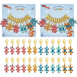 NBEADS 24 Pcs Gecko Stitch Markers, Enamel Crochet Stitch Marker Charms Removable Lobster Claw Clasps Locking Stitch Marker for Knitting Weaving Sewing Jewelry Making